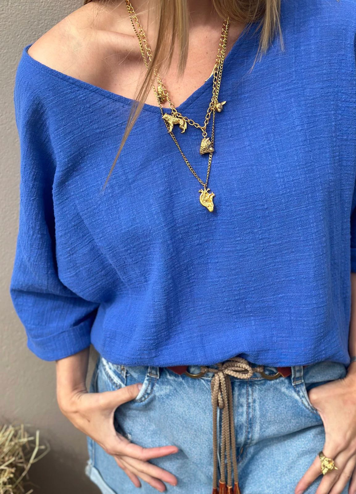 Blusa Ana Maria Azul