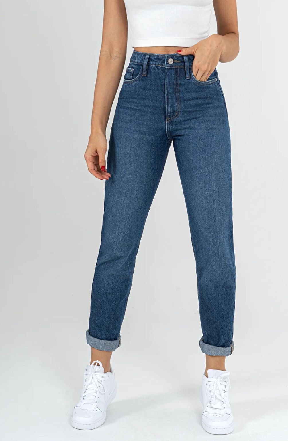 Jean Mom Fit Azul Marino