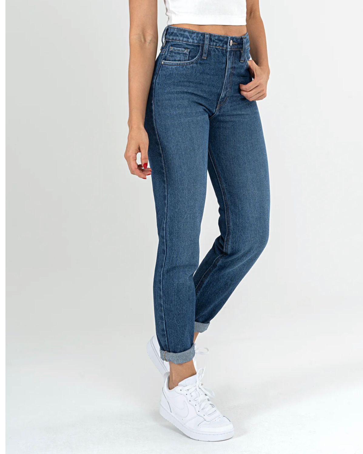 Jean Mom Fit Azul Marino