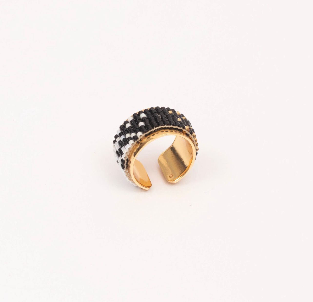 Anillo Tejido En Miyuki Negro